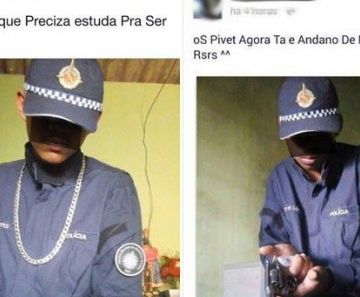 Publicações em rede social trazem suspeitos usando farda furtada de policial militar do Distrito Federal 