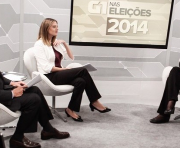 A candidata à Presidência da República pelo PSOL, Luciana Genro, é entrevistada pelos jornalistas Tonico Ferreira e Nathalia Passarinho no estúdio do G1 em São Paulo 