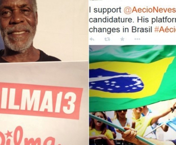 Mensagens publicadas na internet mostram apoio de Danny Glover e Lindsay Lohan a Dilma Rousseff e Aécio Neves 