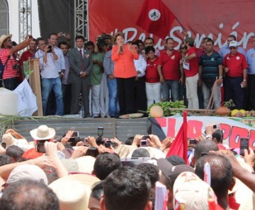 A presidente Dilma Rousseff, candidata à reeleição pelo PT, durante ato político em Petrolina (PE)