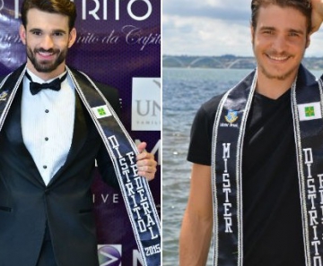 Lucas Ramalho (esquerda) renunciou ao posto de Mister DF 2015; faixa passou a Ecktor Lopes (direita) 