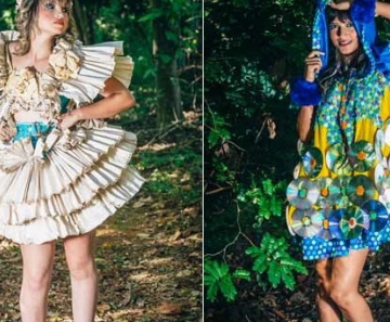 Vestidos feitos por estilista de Brasília, aproveitando materiais que iriam para o lixo 
