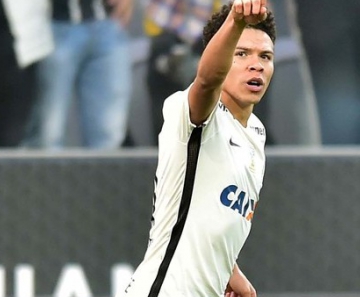 Marquinhos Gabriel festeja o gol marcado na vitória sobre o Botafogo, na Arena Corinthians 