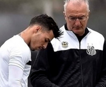 Zeca e Dorival Júnior conversam durante treino do Santos