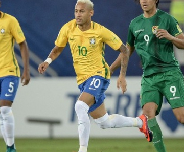 Neymar abriu o placar para o Brasil na goleada contra a Bolívia