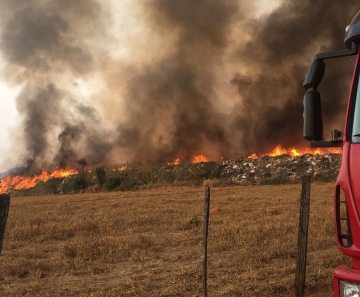 Incêndio se alastrou e destruiu área de 72 mil metros de lixão em Sorriso (MT) — Foto: Corpo de Bombeiros de Mato Grosso/Assessoria
