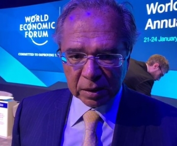 Ministro da Economia, Paulo Guedes, participa do Fórum Econômico Mundial, em Davos. — Foto: Bianca Rothier/GloboNews