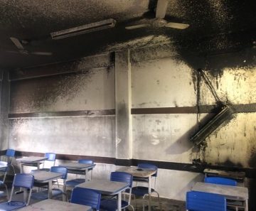Sala foi isolada após o incêndio — Foto: Poliana Mazzo/TVCA