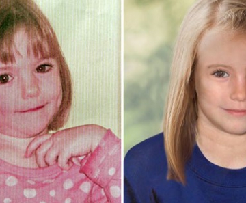 Imagens divulgadas pela Scotland Yard mostram Maddie McCann aos 3 anos (à esquerda) e, em uma projeção feita em computador, como ela estaria atualmente aos 9