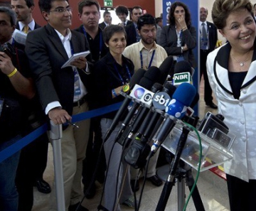 A presidente Dilma durante entrevista no México após participar de evento do G20