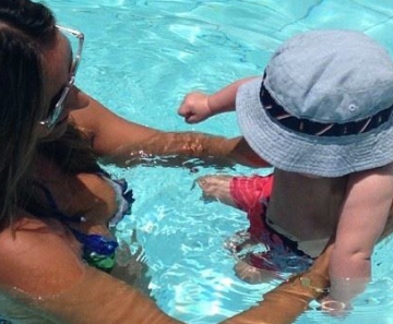 Flavia Sampaio e o filho