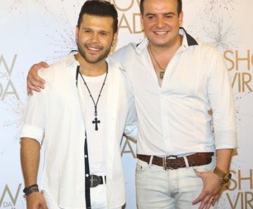Marcos e Belutti na gravação do "Show da virada" em São Paulo 
