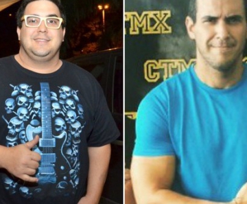 André Marques antes da cirurgia bariátrica e depois de perder 71kg e ganhar músculos