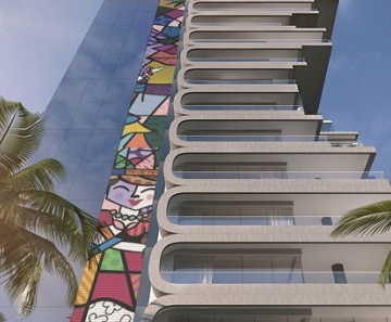 Ilustração do edifício Brava Arts by Romero Britto 