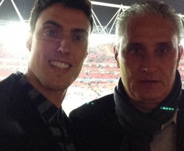 Matheus e Tite assistiram a alguns jogos juntos em 2014, quando o pai estava sem clube 