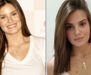 Camila Queiroz antes, e depois, com o novo corte 