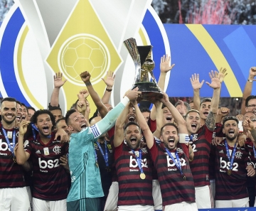 Flamengo levanta taça de campeão brasileiro — Foto: André Durão