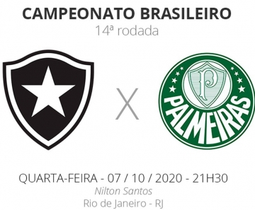 Botafogo x Palmeiras: veja onde assistir, escalações, desfalques e arbitragem