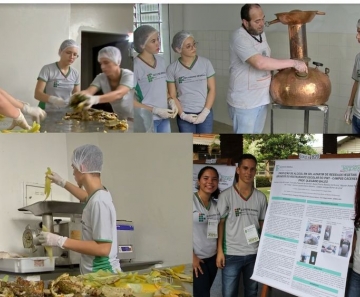 O objetivo é promover a iniciação científica dos estudantes com a produção do álcool em gel a 70% a partir dos resíduos vegetais gerados no restaurante escolar.