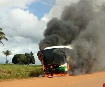 Ônibus foi destruído pelas chamas (Foto: Polícia Civil-MT/Divulgação)
